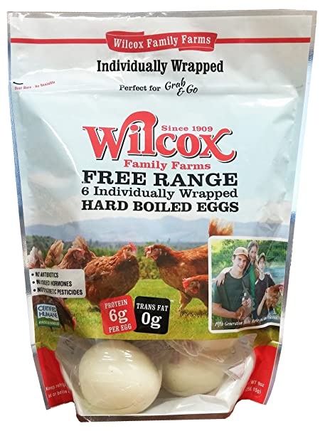 Wilcox Farms Free Range Hard Cooked Eggs, Individually Wrapped, 6 Count