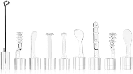Jiusion 9PCS Earpick Spoon, Accessories for 3.5mm Diameter Otoscope - Metal Ear Spoon, Spiral Ear Pick for Adults Children