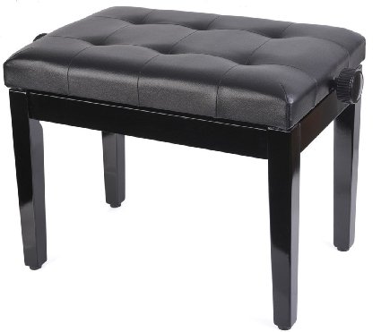 ADM Ebony Ajustable Deluxe Padded Piano Bench, Keyboard Ajustable Leather Backless Stool, Seat, Black