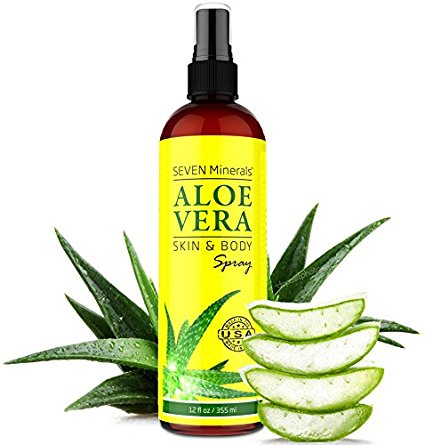 Aloe Vera SPRAY for Body & Hair - 99% ORGANIC, Made in USA, Big 12 oz - EXTRA Strong - SEE RESULTS OR - Easy to Apply - No THICKENERS so it Absorbs Rapidly with No Sticky Residue.