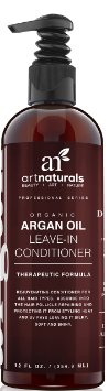 Art Naturals Argan Oil Leave in Conditioner / Moisturizer 12 oz | Best Treatment for Dry, Damaged & Colored Hair | Deep Conditioning Repair Cream Leaving Hair Sleek & Shiny For All Hair Types ...