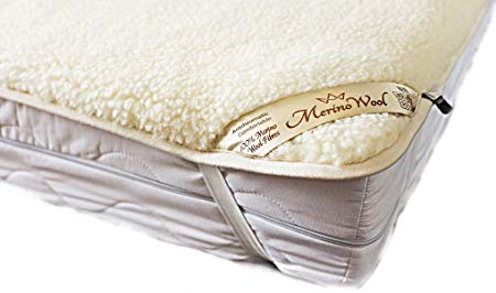 Merino Wool Mattress Protector Pad Wool Sheet Woolmark Certified !! Reversible Mattress Topper Luxury & Warm & Reversible 100% Merino Wool Underblanket (Queen 60" x 80" - 150 x 200 cm)