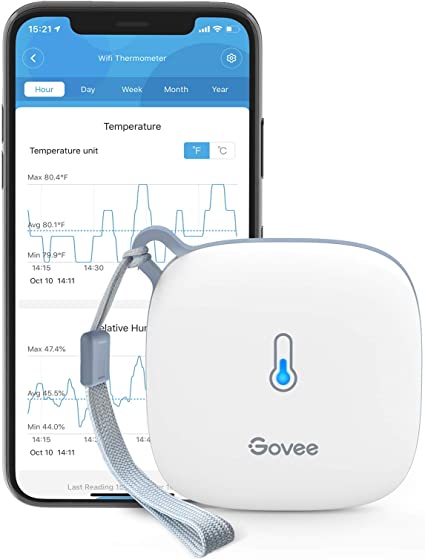 Govee WiFi Thermometer Hygrometer, WiFi Temperature and Humidity Sensor with App Notification Alert, 2 Years Free Data Storage Export, Wireless Remote Humidity Meter for Room Greenhouse Incubator Wine Cellar