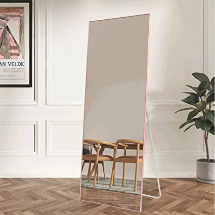 NeuType Full Length Mirror Floor Mirror with Standing Holder Bedroom/Locker Room Standing/Hanging Mirror Dressing Mirror (Rose Gold)