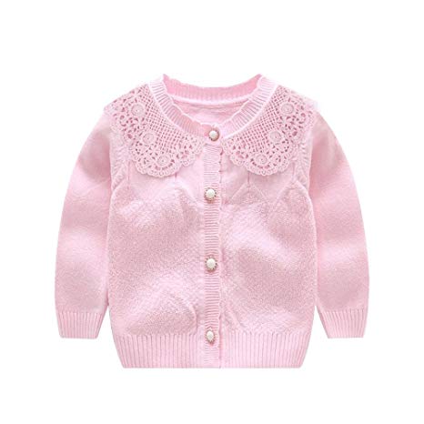 XIAOHAWANG Knitted Baby Girls Cardigan Toddler Button up Sweaters