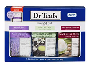 Dr Teal's Epsom Salt Gift Set 2019-3 Pack Includes Lavender, Matcha Green Tea, Shea Butter - A Bath Lover's Dream