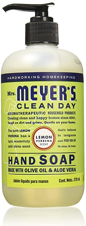 Mrs. Meyer's Clean Day Liquid Hand Soap, Cruelty Free and Biodegradable Formula, Lemon Verbena Scent, 12.5 oz 5-Packs