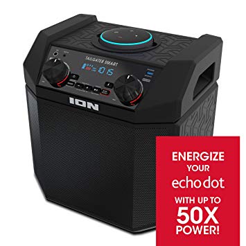 ION Audio 50W Outdoor Echo Dot Speaker Dock/Portable Alexa Accessory With Bluetooth Connectivity and 50 Hour Rechargeable Battery-Tailgater Smart