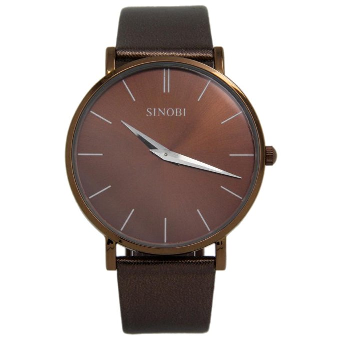 Sinobi 0.7cm Ultra-thin Design Business Quartz Wrist Watch Men,Color Brown