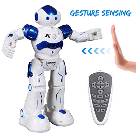 SGILE Kids Remote Control Robot Toy - Programmable Interactive Gesture Sensing Robot Kit, Dancing Walking Singing Smart Robotics - RC LED Combat Fun Robotic Birthday Present for Kids, Blue