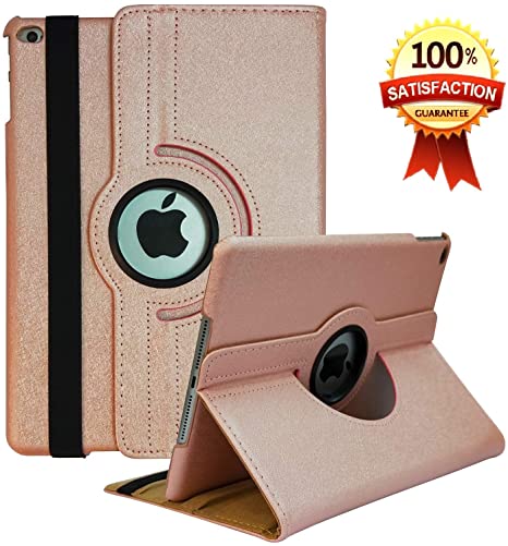 CenYouful iPad Case Fit 2018/2017 iPad 9.7 6th/5th Generation - 360 Degree Rotating iPad Air Case Cover with Auto Wake/Sleep Compatible with Apple iPad 9.7 Inch 2018/2017 (Rose Gold)