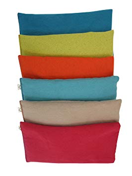 Peacegoods Unscented Organic Flax Seed Eye Pillow - Pack of (6) - Soft Cotton Flannel 4 x 8.5 - flannel - teal green aqua red beige orange