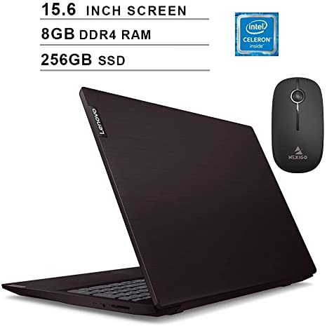 2020 Lenovo Ideapad S145 15.6 Inch Premium Laptop| Intel Celeron 4205U 1.8GHz| 8GB DDR4 RAM| 256GB SSD| WiFi| Bluetooth| HDMI| Windows 10 Home| Purple   NexiGo Wireless Mouse Bundle