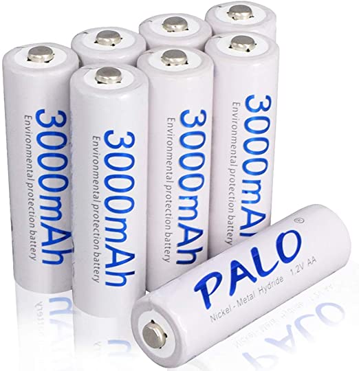 PALO AA Rechargeable Batteries 3000mAh 1.2V Ni-MH Battery Low Self Discharge 8 Pack