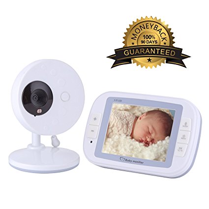 EtekStorm 3.5'' Video Baby Monitor(2018 Newest UPGRADED) With Digital Camera, Two Way Talk, Infrared Night Vision, 4 Lullabies, Temperature Monitoring, High Capacity Battery and Long Range.