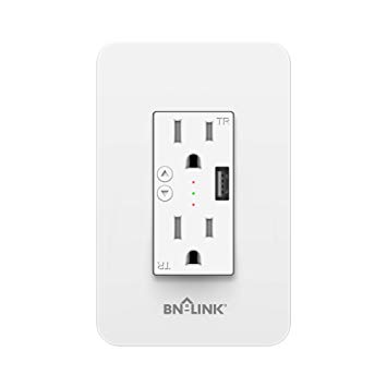 BN-LINK Electrical Outlet In-Wall Smart Wi-Fi Outlet with High Speed 2.1A USB Port - Compatible with Amazon Alexa and Google Assistant - Wireless And Voice Control