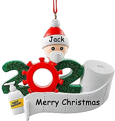 Personalized 2-7 Family Members Name Christmas Ornament Kit, 2020 Quarantine Survivor Family Customized Christmas Decorating Set DIY Creative Gift (1 People, we Customize for You)