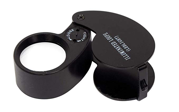 SE MJ362530LB-10X 10x, 25mm Black Illuminated Jeweler's Loupe