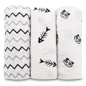Muslin Baby Swaddle Blanket 3 Pack-Truedays 47''X 47'' Large Muslin Swaddle Best Soft Unisex for Boys or Girls Perfect for Nursery Sets-3 Beautiful Design