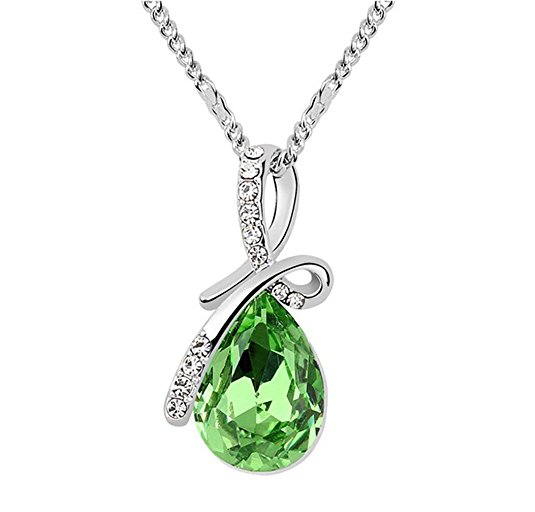 White Gold Plated Swarovski Crystal Elements Eternal Love Teardrop Pendant Necklace Fashion Jewelry for Women