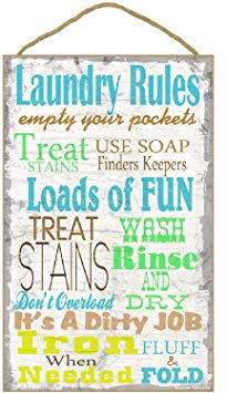 Laundry Room Rules Typography Sign Plaque 10"x16"