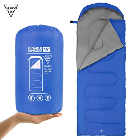 Forbidden Road Lightweight Envelope Sleeping Bag 300 Gsm For 15 ℃ / 60 ℉ Compact Portable Compression Backpacking Sleeping Bag For Hiking And Camping Ultralight 3 Season – Free Carrying Bag Included