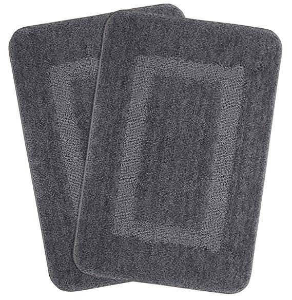 Saral Home Soft Microfiber Bathmat, 45x70cm (Grey) - Set of 2