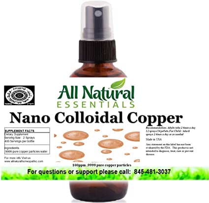 Nano Colloidal Copper Colloidal Minerals Colloidal Copper Liquid 2oz 240ppm Bottle Kosher Certified all natural colloidal Copper
