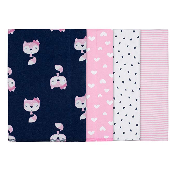 Gerber Baby Girls' 4-Pack Flannel Burp Cloth