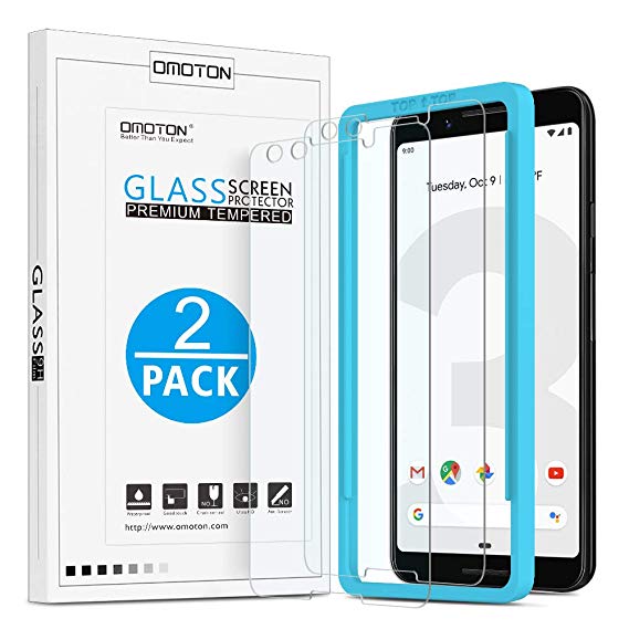 OMOTON Tempered Glass Screen Protector Compatible with Google Pixel 3, [5.5 Inch], [2 Pack]