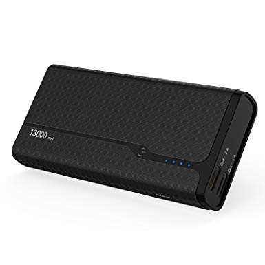 Portable Charger 13000mAh, KEXIN High-speed Charging Power Bank with Dual USB Ports 3A Output External Batteries for iPhone iPad Samsung Galaxy (Black)