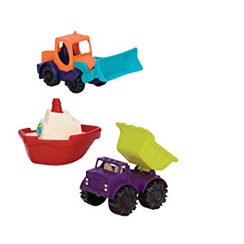 B. Toys by Battat - (3- Pcs) Mini Toy Cars - Water & Sand Vehicles Beach Playset for Kids 18 Months