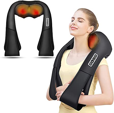 AERLANG Neck Back and Shoulder Massager with Heat, Deep Tissue Shiatsu Kneading Electric Massager, for Muscle Pain Relief, Body Relax, Use at Car Home Office, The Best Gift for Women Men Family