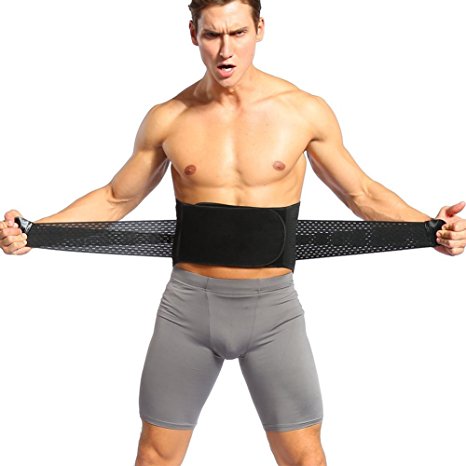 Yosoo Lower Back Lumbar Support Brace Belt with 4 Steel Stabilizers, Double Adjustable Compression Straps and Wide Lumbar Support Area, Work for Lifting, Office Working, Driving (L(30"-44" Belly))