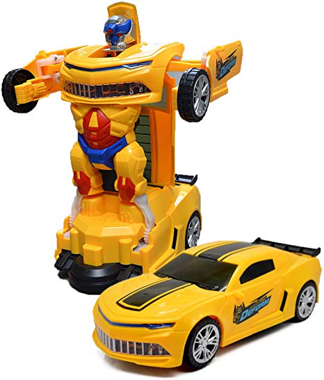 Toysery Bumblebee Transforming Robot Car | Colorful Lights | Ideal for Gifting Purpose | Pleasure for Kids | Beautifully Designed | Endless Fun | for Ages 3 Years and Above