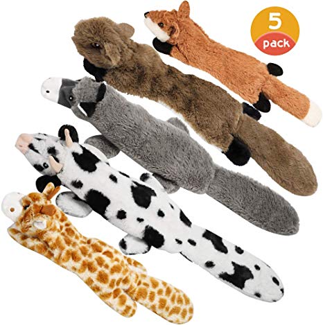 Nocciola Dog Squeaky Toys,No Stuffing Squeaky Plush Dog Toy,Durable Stuffingless Plush Squeaky Dog Chew Toy Set, Dog Toy for Medium and Large Dogs, 5 Pack