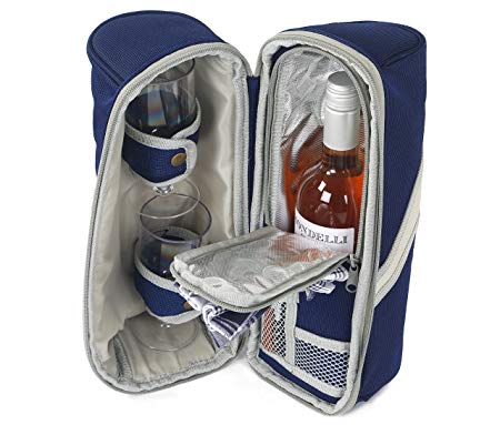 Greenfield Collection Deluxe Navy Blue Wine Cooler Bag for Two People