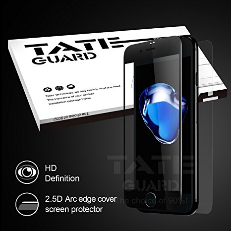 [Compatible with Any Case] Tateguard Iphone 7 plus tempered glass screen protector [Crystal Clear][Edge-to-Edge Coverage][Black Tooling]