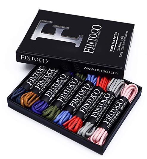 8 Pairs of Round Waxed Dress Shoelaces (Classic, Pastel, and Neon Boxsets in 30" or 34")
