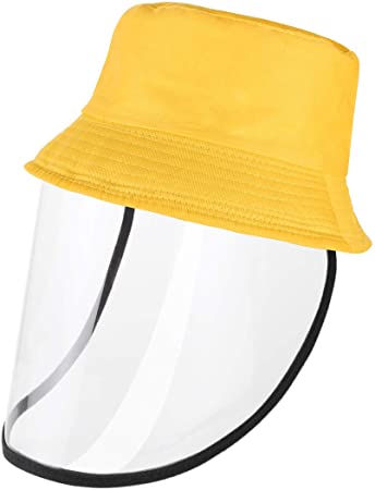 Anti Sun Visor Hat Removable Protective Hat Anti-Fog Dustproof Sun Bucket Cap for Kids Children -Yellow