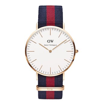 Men's 0101DW Classic Rose Gold-Tone Watch with Striped Band
