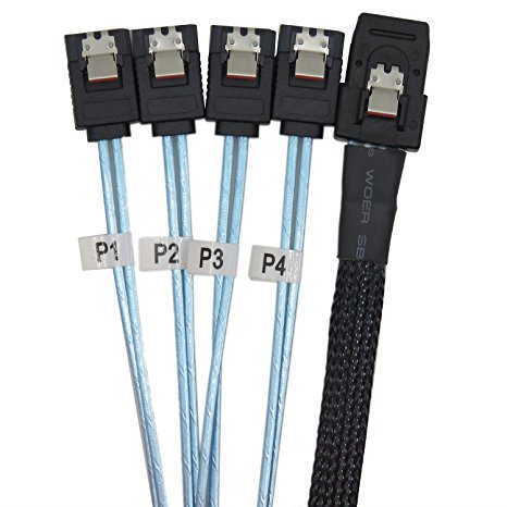 CableDeconn Mini SAS 36Pin SFF-8087 to 4x SATA Reverse Cable 3Feet(1Meter)