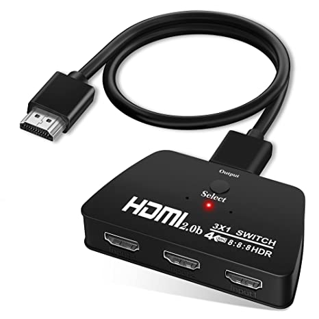 CLASSYTEK 3 Port HDMI Switch with Remote, HDMI Switcher 3 in 1 Out, Supports 1080P Full HD 3D for TV, Fire Stick, HDTV, PS4, Game Consoles, PC Computer etc.