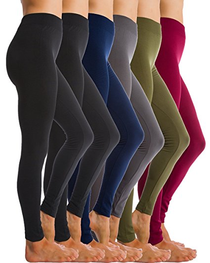 6-Pack Fleece Lined Thick Brushed Leggings Thights by Homma