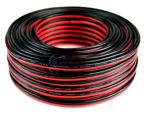 100' Feet 14 Gauge Red Black Stranded 2 Conductor Speaker Wire Car Home Audio Ga