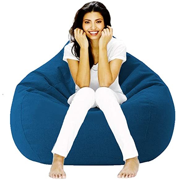 Lmeison Bean Bag Chair Cover(No Filler), Adults Bird's Nest Beanbag Extra Large for Organizing Children Plush Toys or Memory Foam, Home Decor Comfy Seat Sofa Cover for Women Men, (40"x 48") 300L, Blue