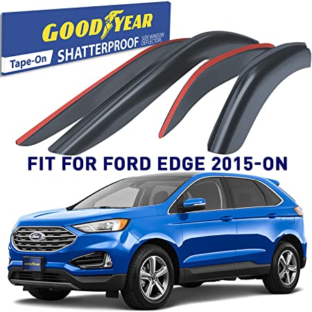 Goodyear Shatterproof Window Deflectors for Ford Edge 2015-2022, Tape-on Rain Guards, Window Visors, Vent Deflector Visor, Car Accessories, 4 pcs. - GY003234LP