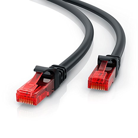 CSL - 2m - CAT.6 Ethernet Gigabit Lan network cable (RJ45) | 10/100/1000Mbit/s | Patch cable / broadband cable | compatible with CAT.5 / CAT.5e / CAT.7 | black