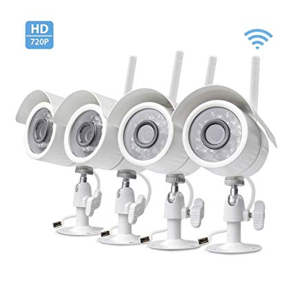 Zmodo 4 Pack Wireless Security Camera System with Motion Detection&Night Vision, Indoor&Outdoor, Remote Access, Free 1-Month Cloud Service