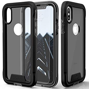 Zizo ION Series Compatible with iPhone Xs Max case Military Grade Drop Tested with Tempered Glass Screen Protector (Black & Smoke)